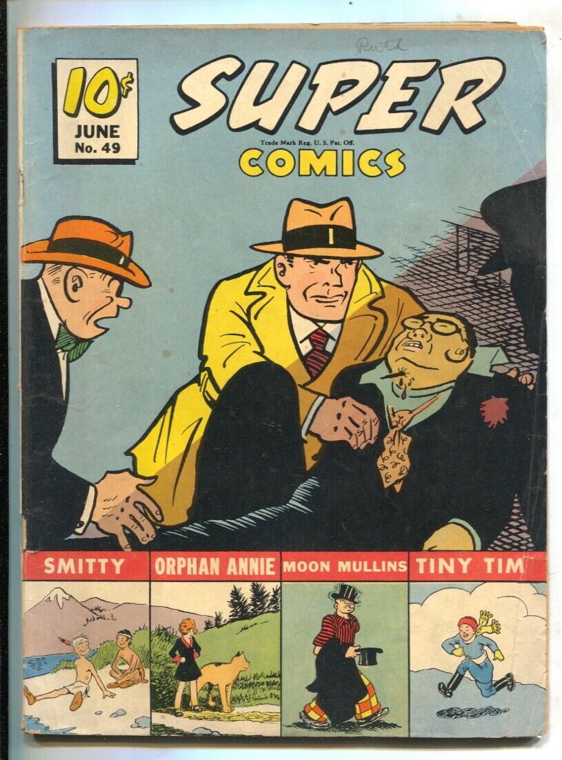アメコミ DICK TRACY Super Comics #49 1942-Dell- violent Dick Tracy cover-Little