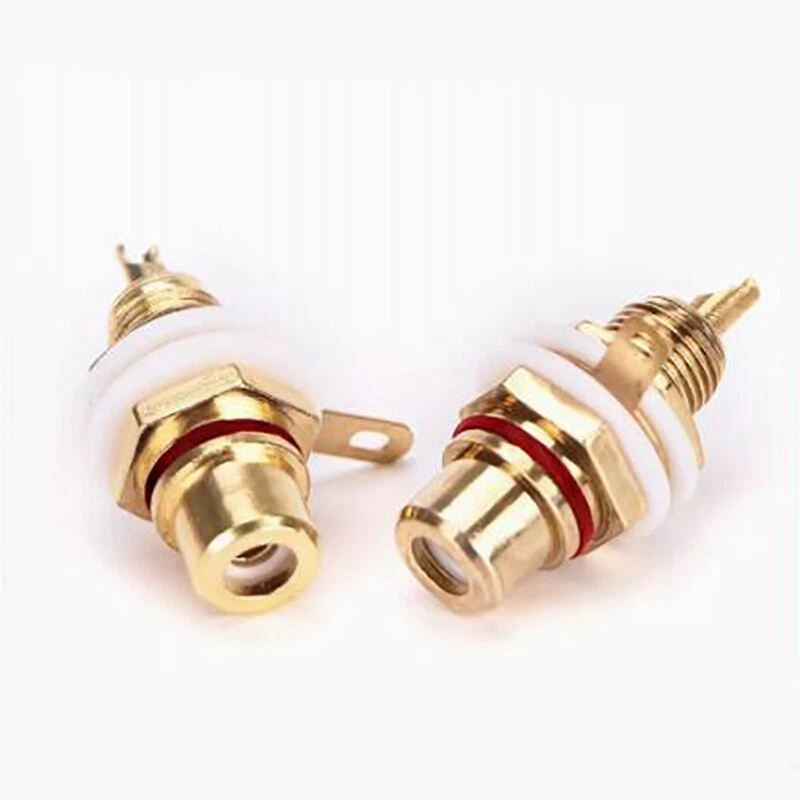 RCA Gold Plated Female Socket AV Jack Connector Chassis Panel Mount Black / Red - Image 3 of 4