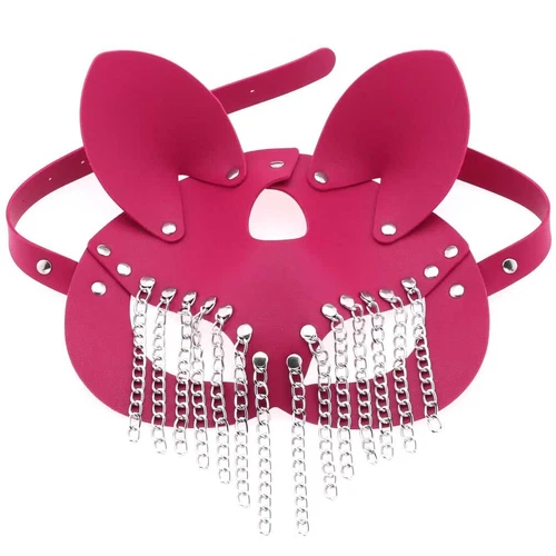 Sexy Cosplay Bunny Leather Mask Chain Tassel Mask Women Masquerade Party - Picture 17 of 23