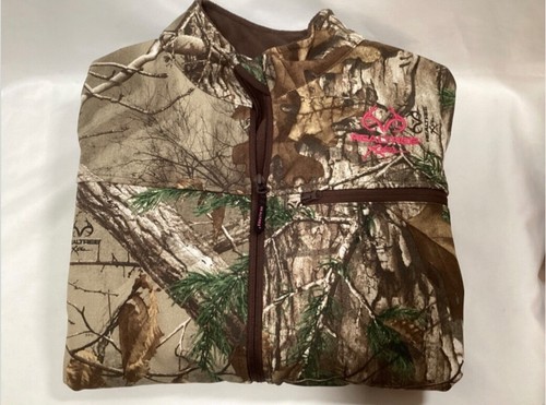 Realtree Xtra Jacket Camouflage with Pink Logo Full Zip Womens Size Large 12/14 - Picture 2 of 7