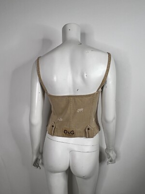 Vtg DOLCE & GABBANA LIGHT BROWN COTTON CORSET TOP 44 L | eBay