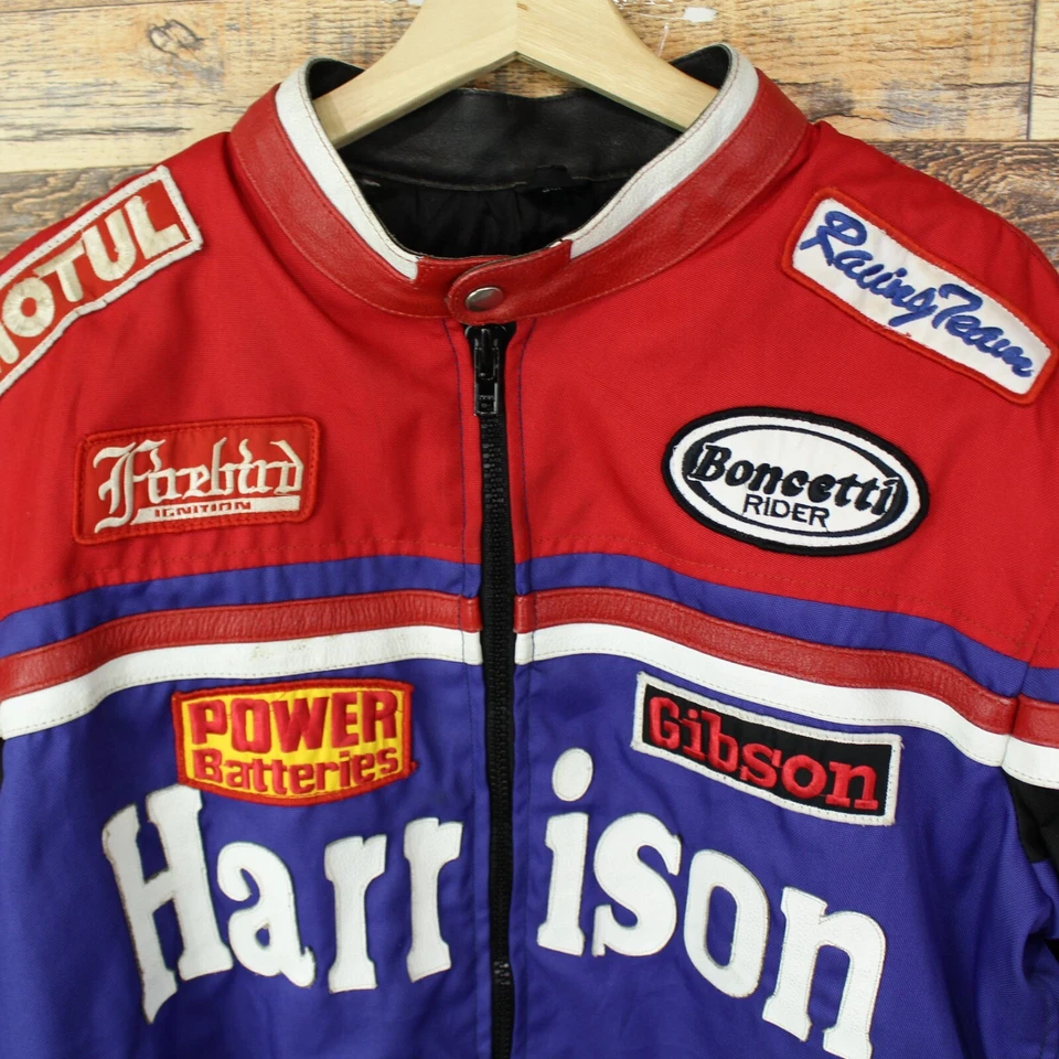 Chaqueta De Colección Harrison Moto Racing Nylon/Cuero Talla 3XL Moto Cremallera Completa Foto 2 de 4