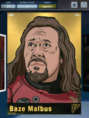 Topps Star Wars Card Trader Baze Malbus Gallery Gold 10cc LEGENDARY DIGITAL
