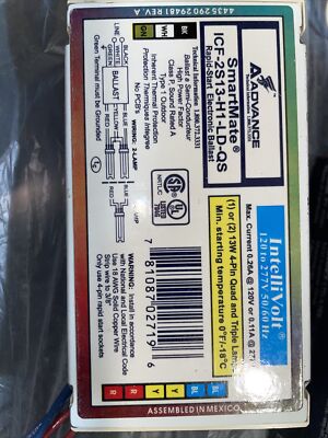 Advance ICF-2S13-H1-LD-QS Flourescent Quik-Start Dimming Ballast 13 ...
