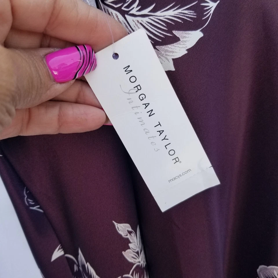 Camisón Morgan Taylor Intimates Bata Chemise XL Elegante Marrón Floral Satinado Foto 4 de 4