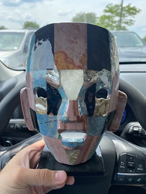 Mayan Death Mask Turquoise Mother of Pearl Onyx Burial Mosaic Sculpture Folk Art