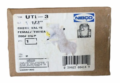 Nibco UTI-3 Brass Swing 1-1/2  Check Valve Female Thread 200lb CWP(5I)