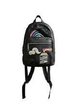 Marc Jacobs Black Leather Backpack Bag with Colorful Designs and Dust Bag