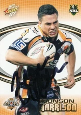 Signed 2007 Wests Tigers NRL Select Invincible Card - Bronson Harrison
