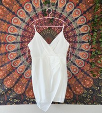 Windsor White Thigh Length Spaghetti Strap Dress. Adjustable Straps V Neck Line