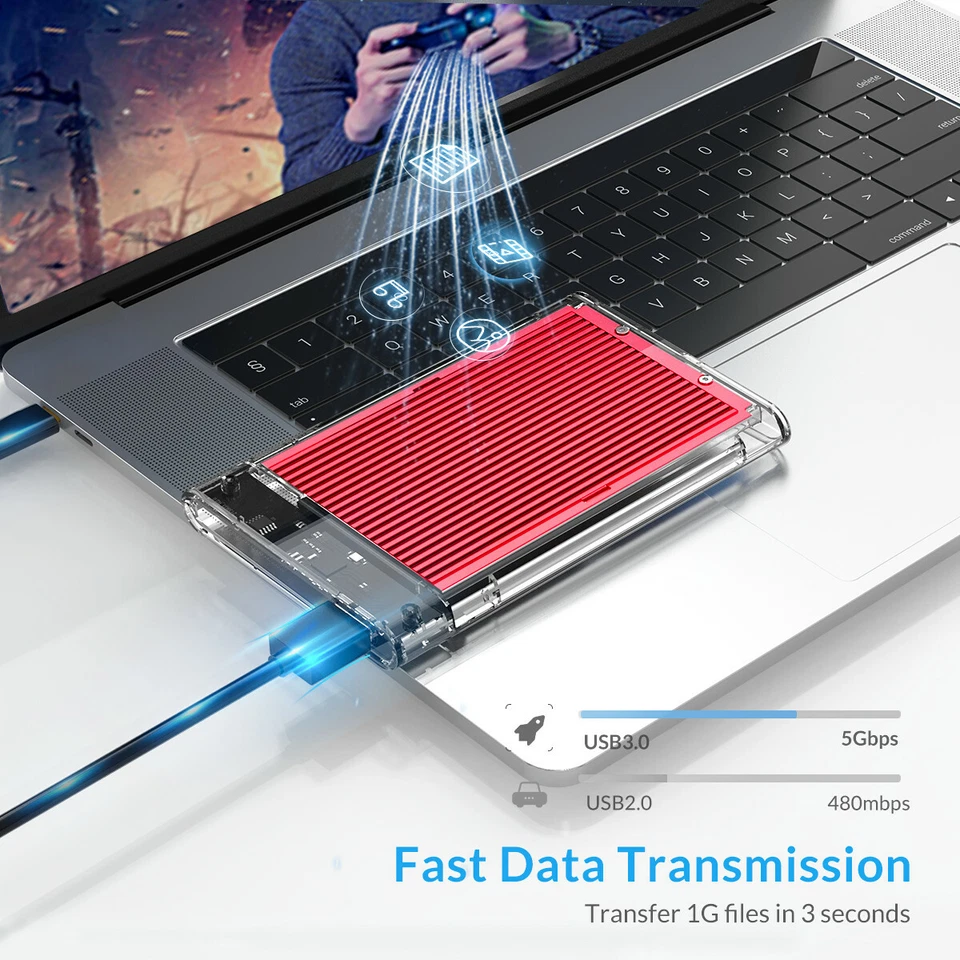 ORICO 2.5 Inch USB 3.0 External SATA lll HDD SSD Hard Drive Enclosure Caddy Case - Image 2 of 4