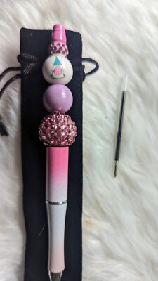 Gnome with Easter Egg pen--New.  Pink&purple. Comes with pouch and 1 ink refill 