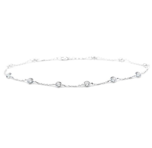 14K White Gold Anklet Bracelet With 