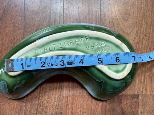 Pfaltzgraff P107 Drip Green Glaze Console Bowl Dish Kidney Shape Mid Century - Picture 7 of 8