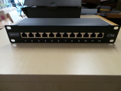 DIGITUS 12 Port CAT5e Patchpanel 10'' Patchfeld 10 Zoll 1HE RackMount schwarz OVP