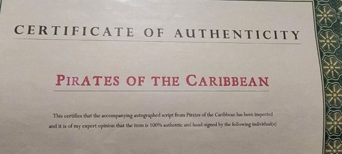 Very Rare Pirates Of The Caribbean Movie Screenplay Signed By Johnny Depp W/COA - Picture 5 of 6