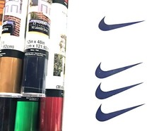 3 x 9 INCH Nike Swoosh Replica- Permanent Vinyl stickers: Set  