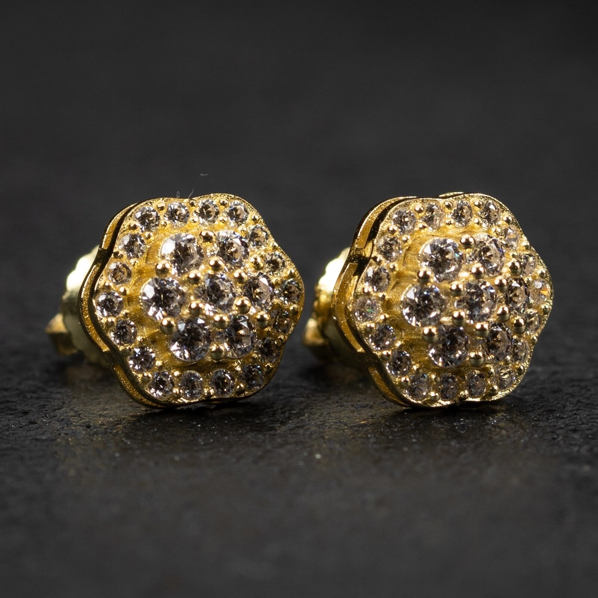 Sterling Silver CZ Cluster Flower 9mm Post Stud Earrings Sterling Silver CZ Cluster Flower 9mm Post Stud Earrings