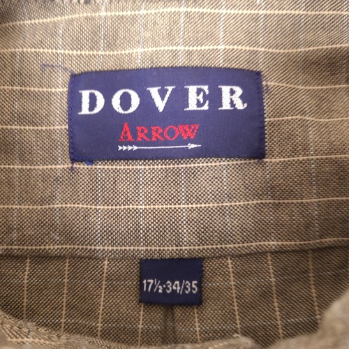 Vintage Dover Arrow Men's Oxford Shirt Size 17.5 34/35 Brown Button Long Sleeve - Picture 3 of 13