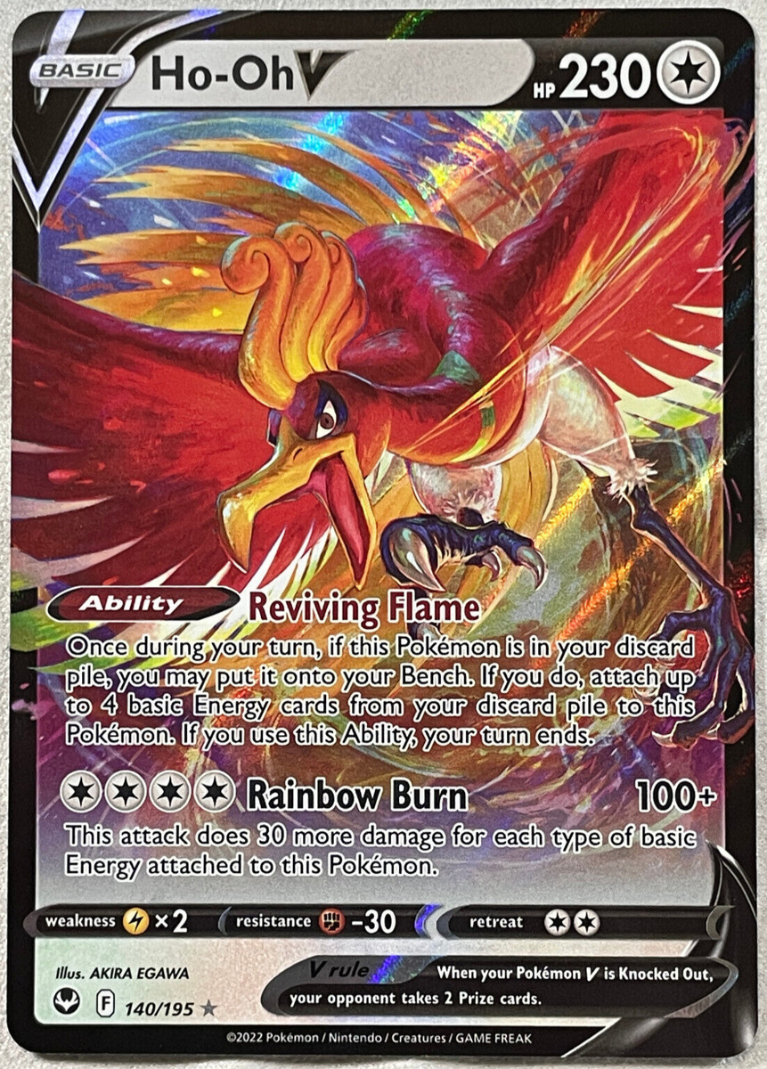 Ho-Oh V 140/195 HP230 Holo Rare Pokemon Card TCG - Silver Tempest Set