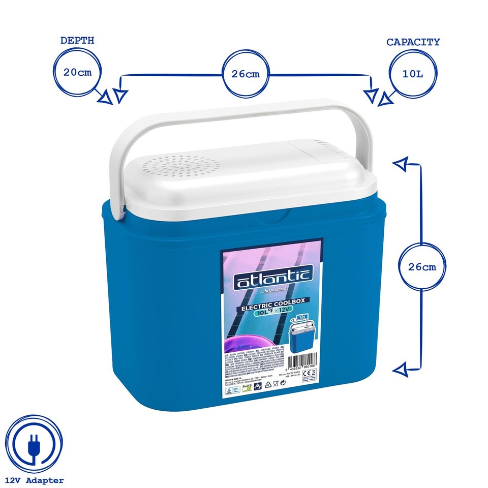 1x Blue 10L 12V Electric Cool Box Small Insulated Camping Picnic Food