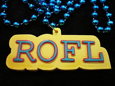 ''ROFL'' CHAT TEXTING COMPUTER SLANG MARDI GRAS BEAD ''ROLLING on FLOOR...'' (B973)
