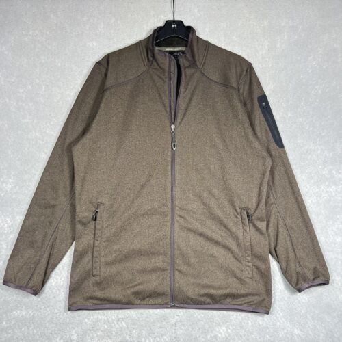 Adidas Outdoor Jacket Men’s Size Large Light Brown Fleece Lined Full Zip Y2K - Picture 1 of 15