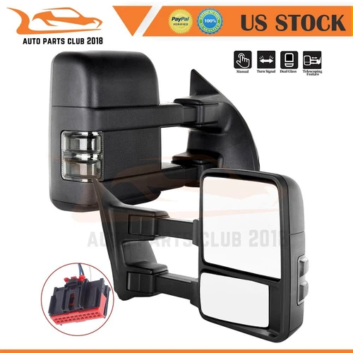 For 2008-2015 Ford F250 F350 F450 F550 Pair Fold Manual Signal Tow Mirrors