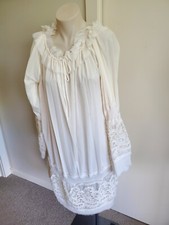🕊️ SCANLAN THEODORE SILK floral Shift Dress S Ecru Ivory Sheer Flowy Australia