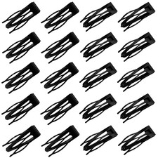 20 Metal Snap Hair Clips for Women, Double Grip Barrettes in Black