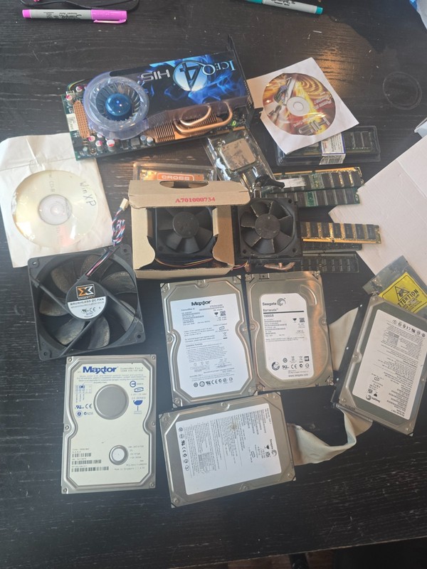 Vintage PC Parts Lot PCIe Graphics Cards RAM Card CPU GPU HDD etc