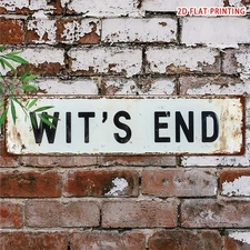 Vintage Wit's End Metal Sign Funny Retro Wall Decor for Home Office Living Room