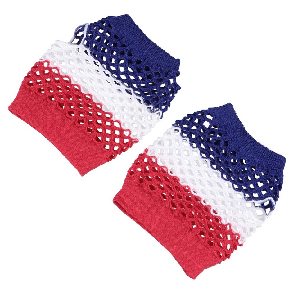 3Pairs Us Flag Fishnet Half Finger Gloves for Party Dress Up Multi ...