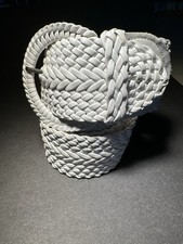 Vintage Women s Woven White Faux Leather Wide Belt Sz Up To 38 Pre-owned