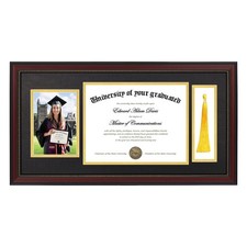 upsimples 11x22 Diploma Frame with Tassel Holder for 8.5x11 11x22, Mahogany