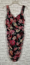 Express Dress Womens Sz XL Black Floral Body Contour Sweetheart Neck Sleeveless