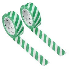 Holographic Washi Tape 0.59 Inch x 10.93 Yards, 2 Roll Stripe Pattern, Green