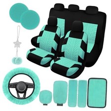 17 Car Seat Cover Full Set for Women,Universal Car Seat Patterned Mint green