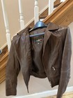 Florence Leather Womens Brown Solid Biker Jacket Full Zip Short Regular 44 — photo 3