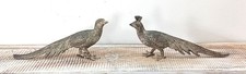 Pair of Vintage  Peacock and Peahen Metal Birds Figures 12cm wide