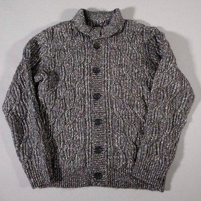 Liverpool Cardigan Sweater Mens M Olive Multi Cable Knit Button LG953MS63