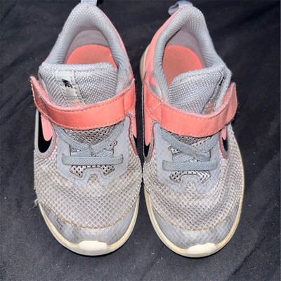 Nike Downshifter 9 Toddler Girls Sneakers Gray Pink Hook & Loop Size 9C