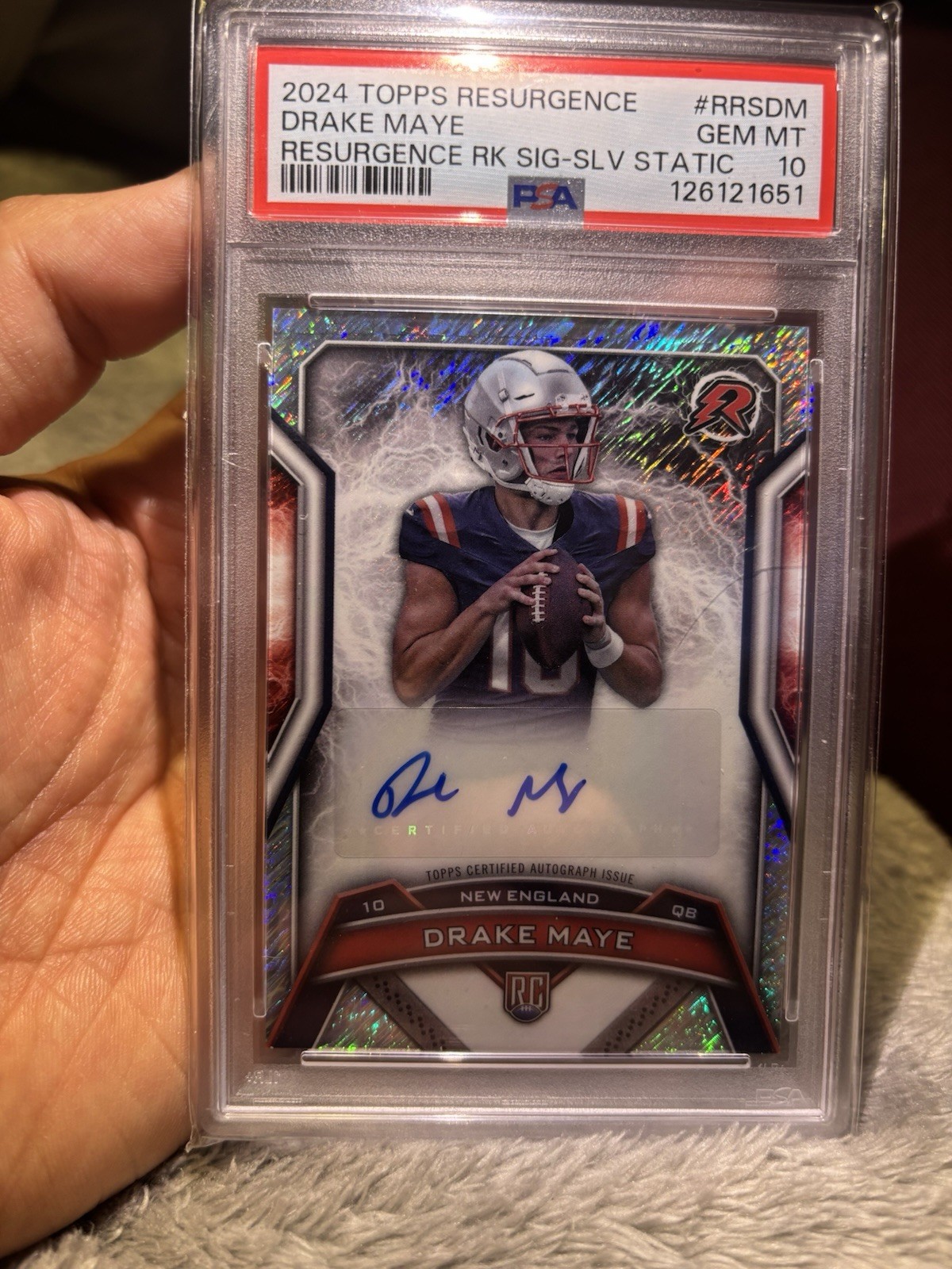 Drake Maye Topps Resurgence Resurgence Rookie Signatures #RRSDM Silver Static