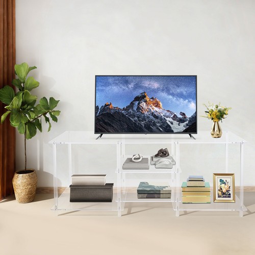 Tavolo consolle TV trasparente, supporto TV acrilico, tavolo console multimediale 55,1 * 15,7 * 22,4 pollici - Foto 2 di 15