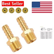 Brass Hose Fittings: 2 Pack 3/8" Barb to NPT Male Pipe Connectors