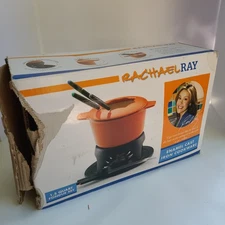 Rachael Ray 1.5 Quart Complete Fondue Set - Enamel Cast Iron Cookware Open Box