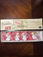 Vintage NAPCO Noel Christmas Yuletide Quartet Ceramic Letter Candle Holders READ