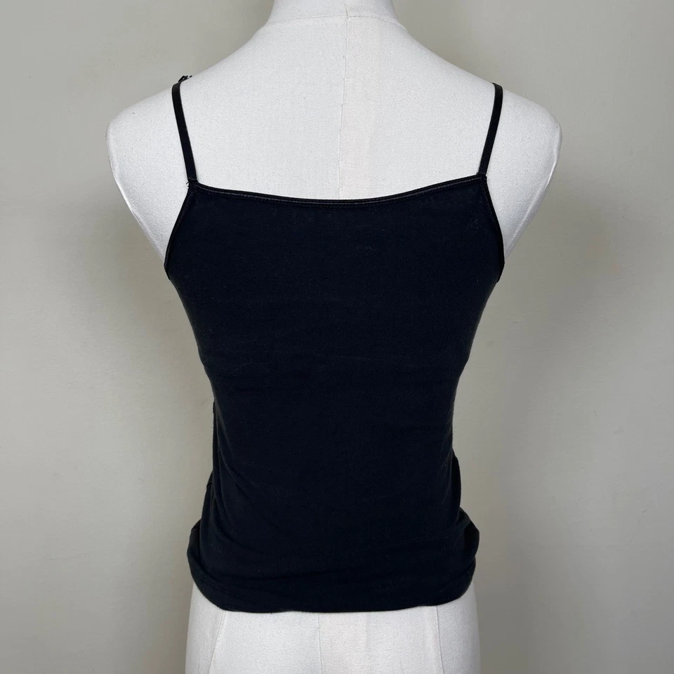 Camiseta sin mangas Babydoll Cami vintage sin límites negra con ribete de encaje M Y2K capas Foto 4 de 4