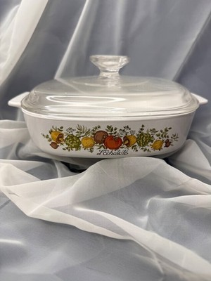 Corning Ware L Echalote A-2-B 2 Qt Casserole Dish w/ Pyrex A-2-C Glass Lid 1983