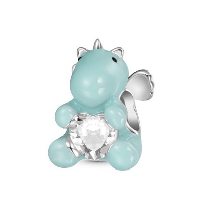 Gnoce Charm Einhorn mit Herzstein Silber JFC098 April